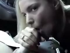 In the car, the cock paramour bitch licks her penis as it's in her throat.